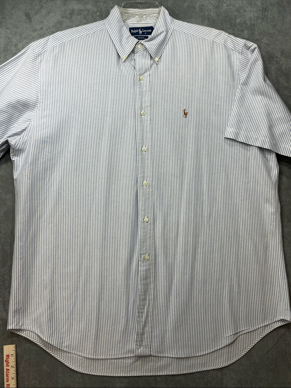 Polo Ralph Lauren Blake Large Blue Stripe Oxford Short Sleeve Shirt